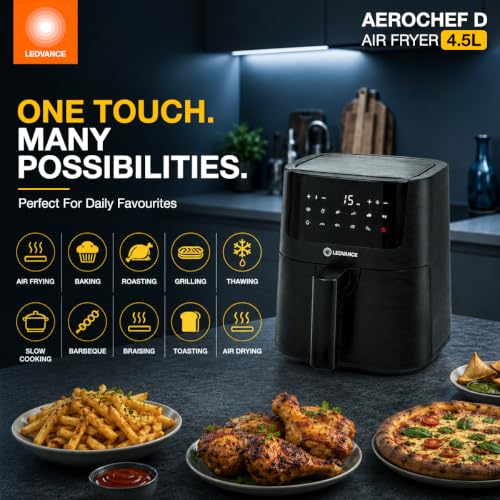 Image of Ledvance Air Fryer | 4.5LCapacity & 1400W | 10 in 1 Functions | Digital Display & Touch Control Panel | Rapid Air Circulation | 85% Less Oil Usage | Temp Control | Scratch Resistant | 2 Year Warranty