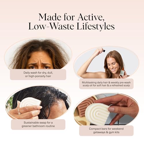 Image of Kitsch Rice Water Shampoo and Conditioner Set + Pre-Wash Scalp Serum with Rosemary and Biotin - Shampoo and Conditioner Bar for Hair Growth & Scalp Nourishment Hair Care - 3pc Set