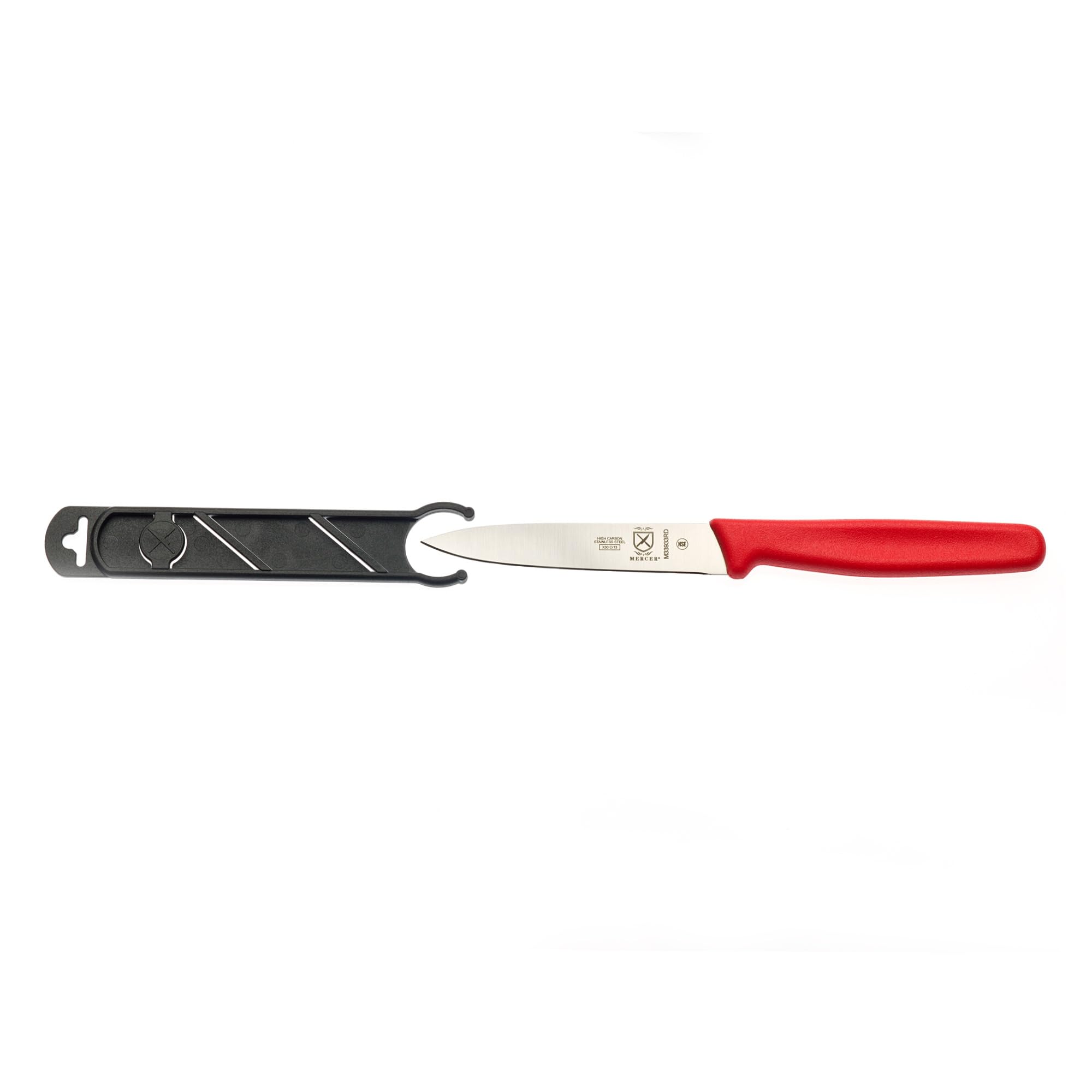 Mercer Culinary 4" Bar Knife, Pointed Tip, Plain Edge, Red Handle