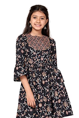 Image of Fashion Dream Girls Cotton Kurta And Sharara Set /Salwar Suit Set (FDGSET00022 NBL 32 Navy Blue 9-10 Yrs)