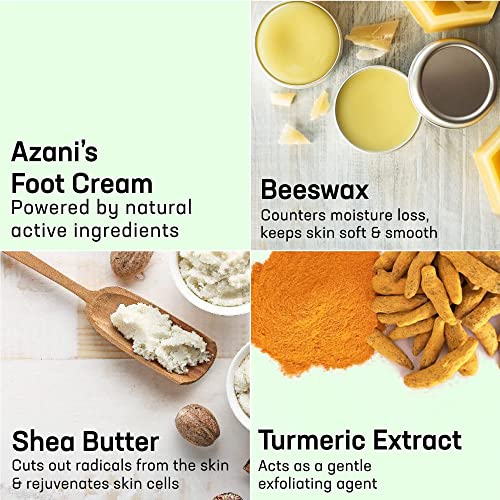 Azani Foot Care Cream (3.5 Oz) | 4% Beeswax, 4% Shea Butter, Turmeric | For Rough, Dry And Cracked Heel, Knee & Elbow | Exfoliator, Moisturizer| Women & Men #TOP2
