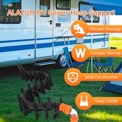 Image of 10 FT RV Sewer Hose Support, Camper Sewage Hose Holder, Flexible Telescoping Waste Hose Support, Adjust Height Drain Hose Stand, Quick Folds for Travel Trailers Septic Hose Support