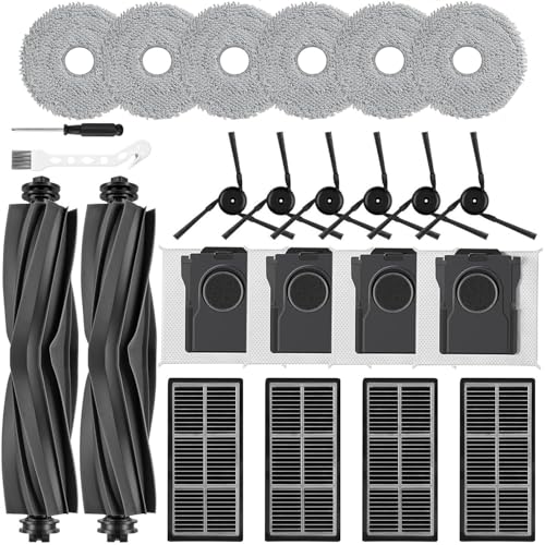 MIXEAL 24 Pcs Accessories Fit for Mova P10/ P50 Pro Ultra, Dreame L40 Ultra/ X40 Ultra/ X40 Master Vacuum,2 Brushes+6 Mop Pads&Side Brushes+4 Bags&Filters+2 Tools