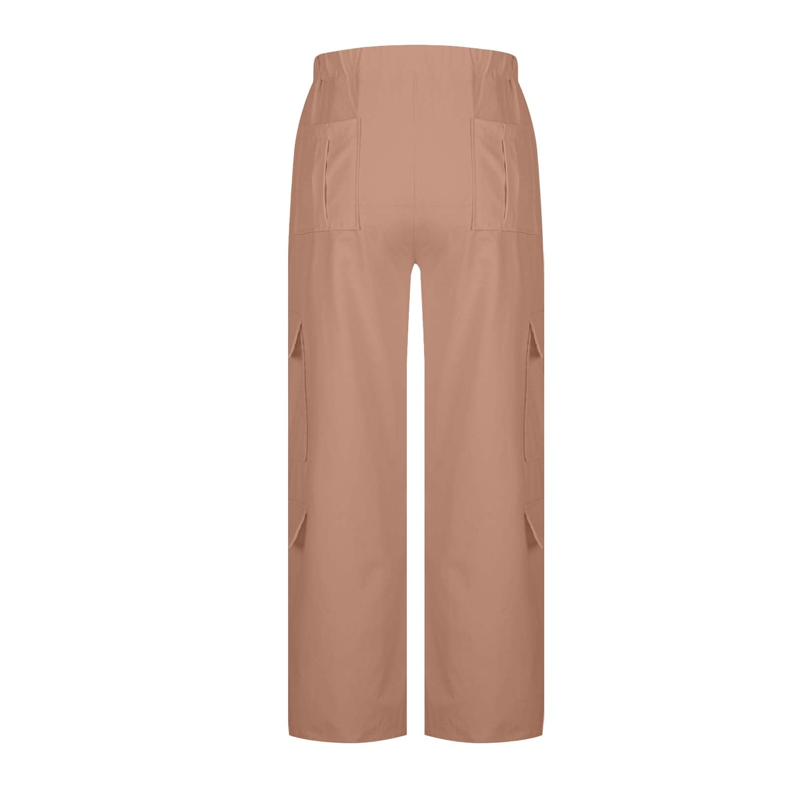 Damskie rozciągliwe spodnie cargo z szerokimi nogawkami bootcut 6 kieszeni użytkowych workowate elastyczne wysoki stan luźny krój rozkloszowane spodnie turystyczne spacery spodnie bojowe na co dzień