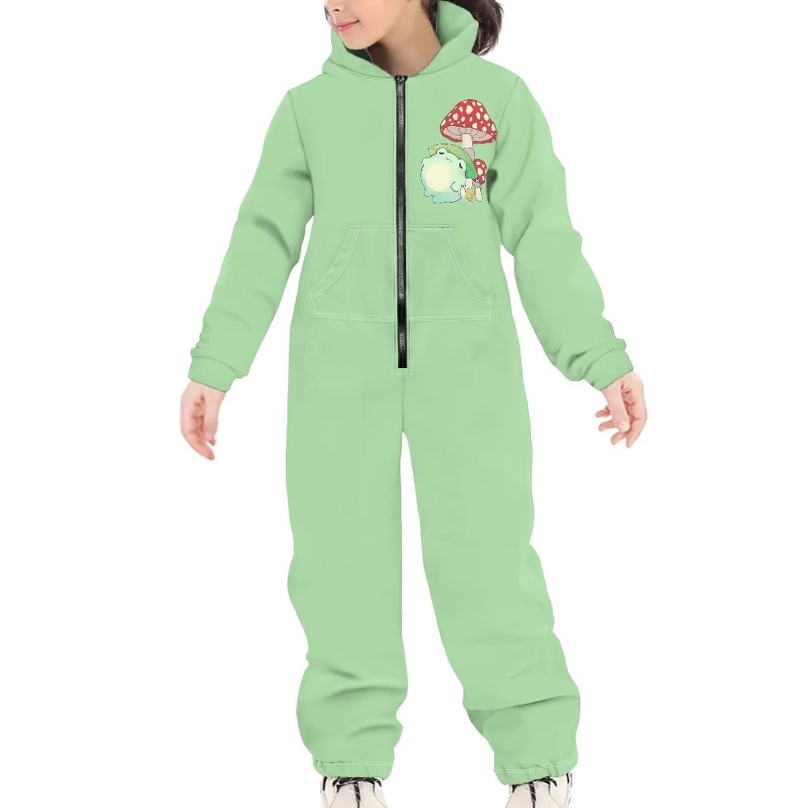 HUGS IDEA Onesies Zip Up Hooded Jumpsuit for Kid Boys Girls Age 7-16 Years Casual Tracksuit with Pocket