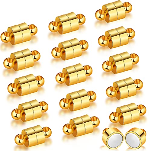 16 Pairs Magnetic Necklace Bracelet Clasps Magnet Converter Jewelry Clasps Extenders Locking Clasps For Bracelet Necklace Making (Gold) #TOP16