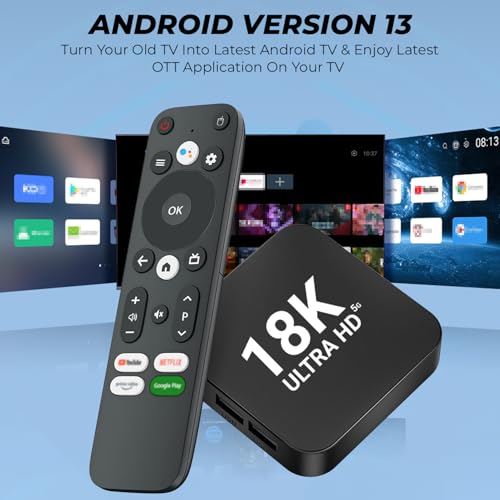 Image of Android TV Box 8GB RAM+128 GB ROM Built-in Chromecast Dolby Music Support Android Version 13 Smart OTT Television Box (Black, HDMI Working, Support Up to 1080P)