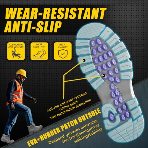 Image of Steel Toe Shoes Puncture Resistant Safety Work Boots for Men.