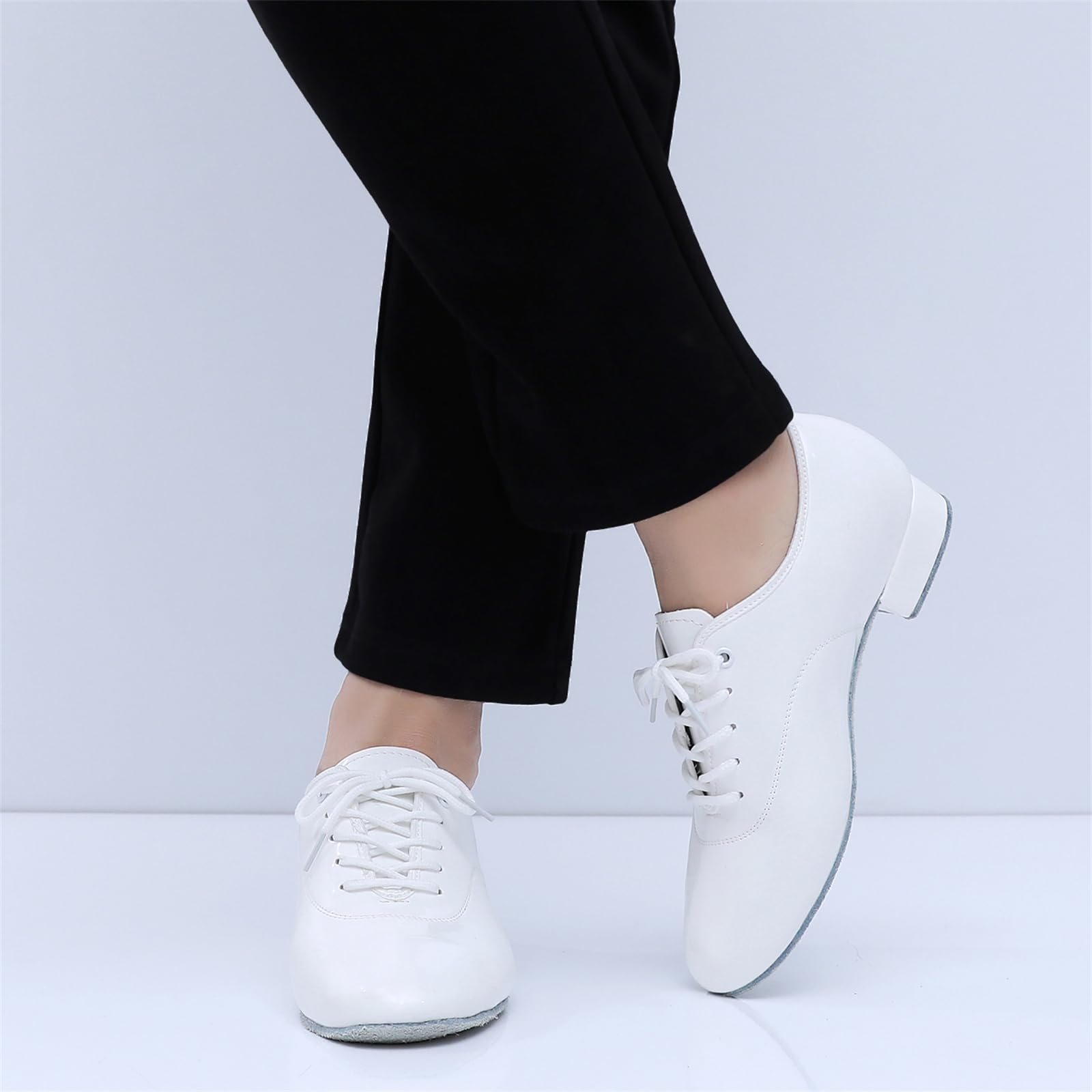 Chaussures De Danse Modernes Hommes Talons Bas Semelle Complète en Daim Chaussures À Lacets D'intérieur pour Salle De Bal Latine