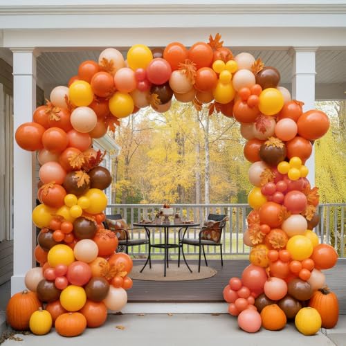 Fall colors Balloon Garland Kit Brown Orange Yellow and Sand