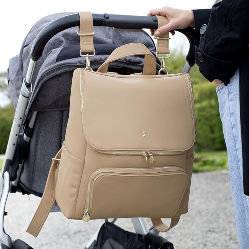 Sac à dos à langer Camel Stackers en similicuir élégant