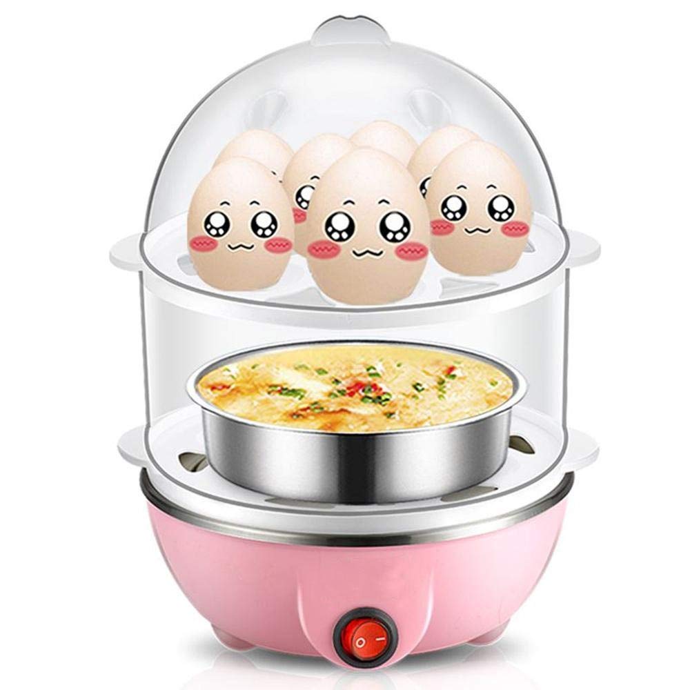 Double Layer Electric Egg Boiler 14 Egg Capacity with Automatic Shut Off, Non Stick Egg Cooker Steamer and Poacher, Stainless Steel Heating Plate (Multicolor)-picture-24