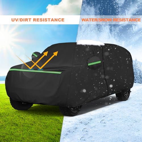 Image of Heavy Duty Waterproof Car Cover for Ford Bronco 4 Door 2021-2025 | Full Car Cover with Door Zipper and Reflrctive All Weather Sun Rain Dust Snow Protection for Bronco 2021 2022 2023 2024 2025