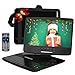 HD JUNTUNKOR 12.5" Portable DVD Player with 5 Hrs Rechargeable Battery, Unique Design for Dual Use Purpose, 10.1" HD Swivel Screen, Car Headrest Case, Remote Control, Car Charger, USB/SD Card Reader