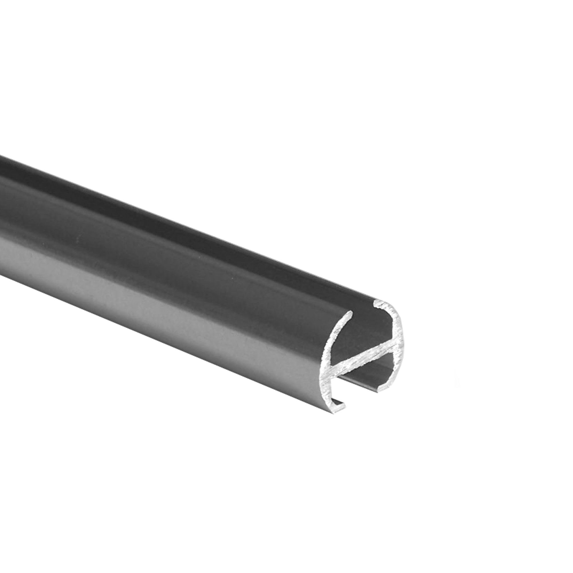 BASIT Gardinenstange Innenlauf Edelstahllook 16mm 1-läufig Decke 200cm D70 | Gardinenstangenset einläufig Deckenmontage Metall Vorhangstange Deckenhalterung 120-600cm wählbar Kappe mit Kristall E25