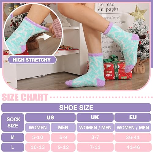Image of Fuzzy Slipper Socks Thick Fluffy Warm Winter Cozy Plush Soft Sleep Home Socks for Women Men
