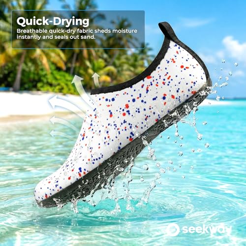 Image of SEEKWAY Water Shoes Women Men Adult Quick-Dry Aqua Socks Barefoot Non Slip for Beach Swim River Pool Lake surf Black SK002(U)