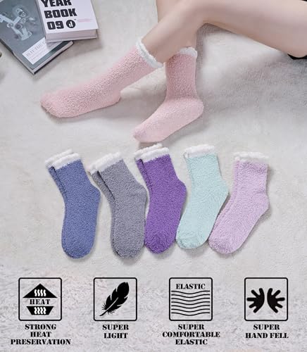 Image of FNOVCO Womens Fuzzy Socks Super Soft Fluffy Winter Warm Cozy Home Sleeping Socks