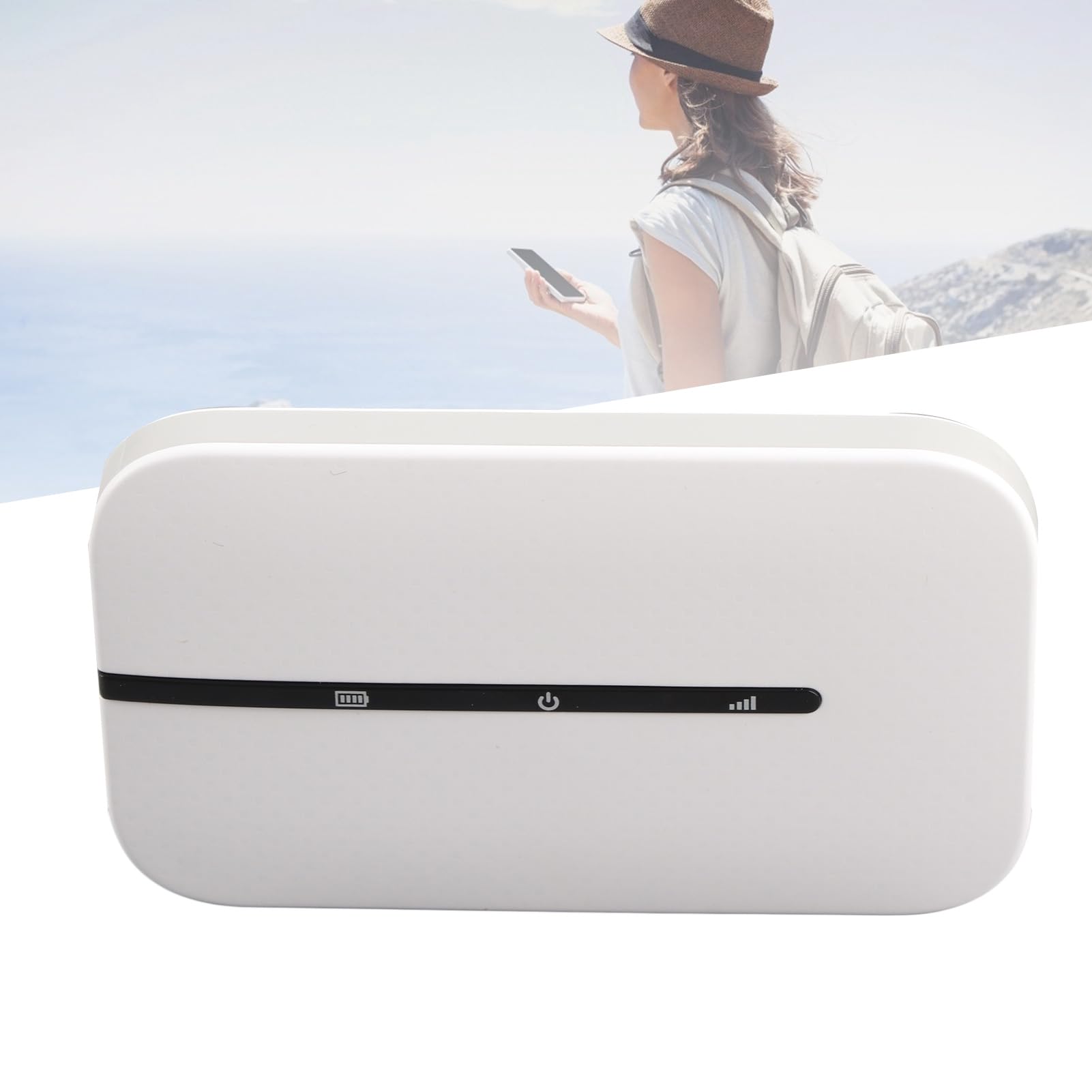 Yctze Router WiFi 4G Portatile con Slot SIM, Bianco, 2,4 GHz, Alimentato a Batteria, Supporta Fino a 10 Utenti, Hotspot Modem LTE Sbloccato per Telefono, PC e Tablet