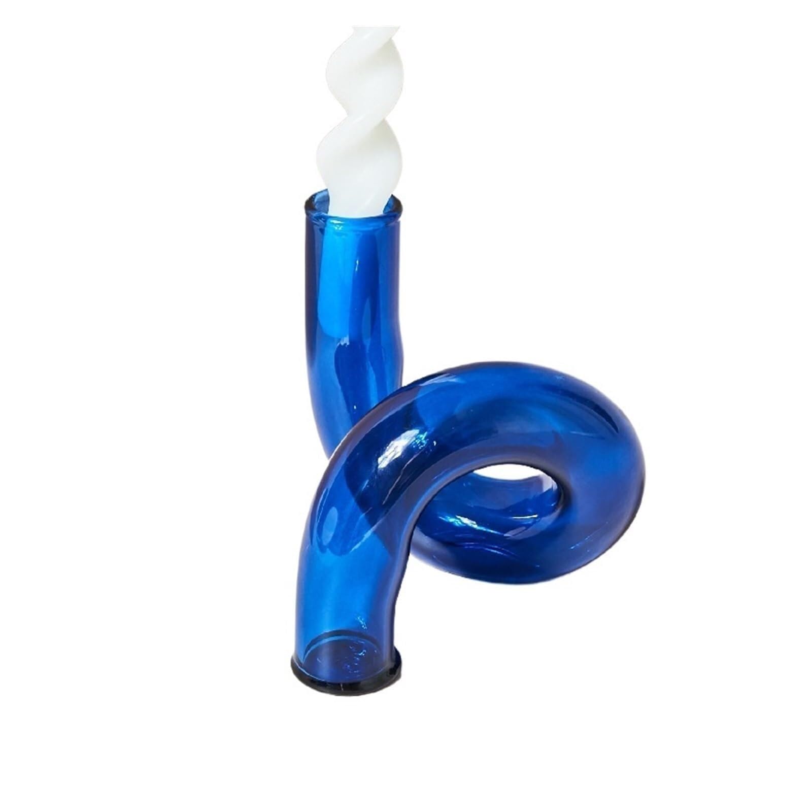 Candle Holders Glass Vases Clear Flower Vase Candle Holders Wedding Centerpieces Home Decoration Table Candlestick Holder(Blue Vase)