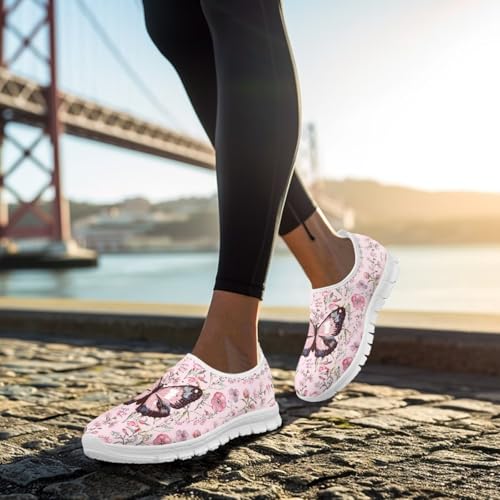 Howilath Butterfly Print Slip on Sneakers Women Running Shoes Loafers Casual Fashion Sneaker House Shoes3