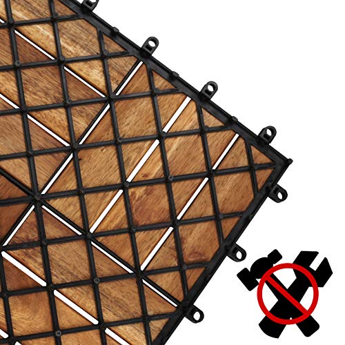 VINGO 22-er set houten tegels 30x30cm acacia houten balkontegels, perfecte tegel voor dek, tuin, balkonterras (12 latten | 2 m²) - Image 7