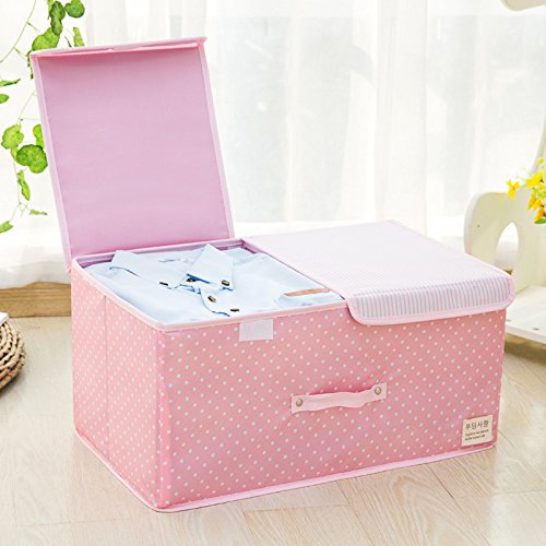 ZNXJJ Oxford Waterproof Folding Storage Box Clothes Sundry Children's Toy Books Underwear Organizer,L,Pink