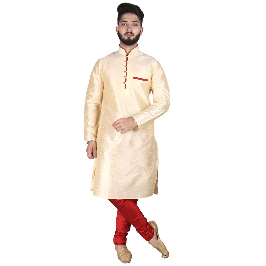 SG LEMAN Solid Raw Silk Kurta Pyjama Set For Men