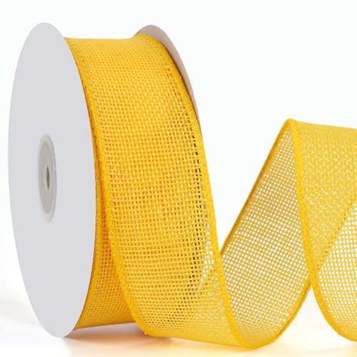 Phinus Burlap Wired Edge Ribbon (Yellow...