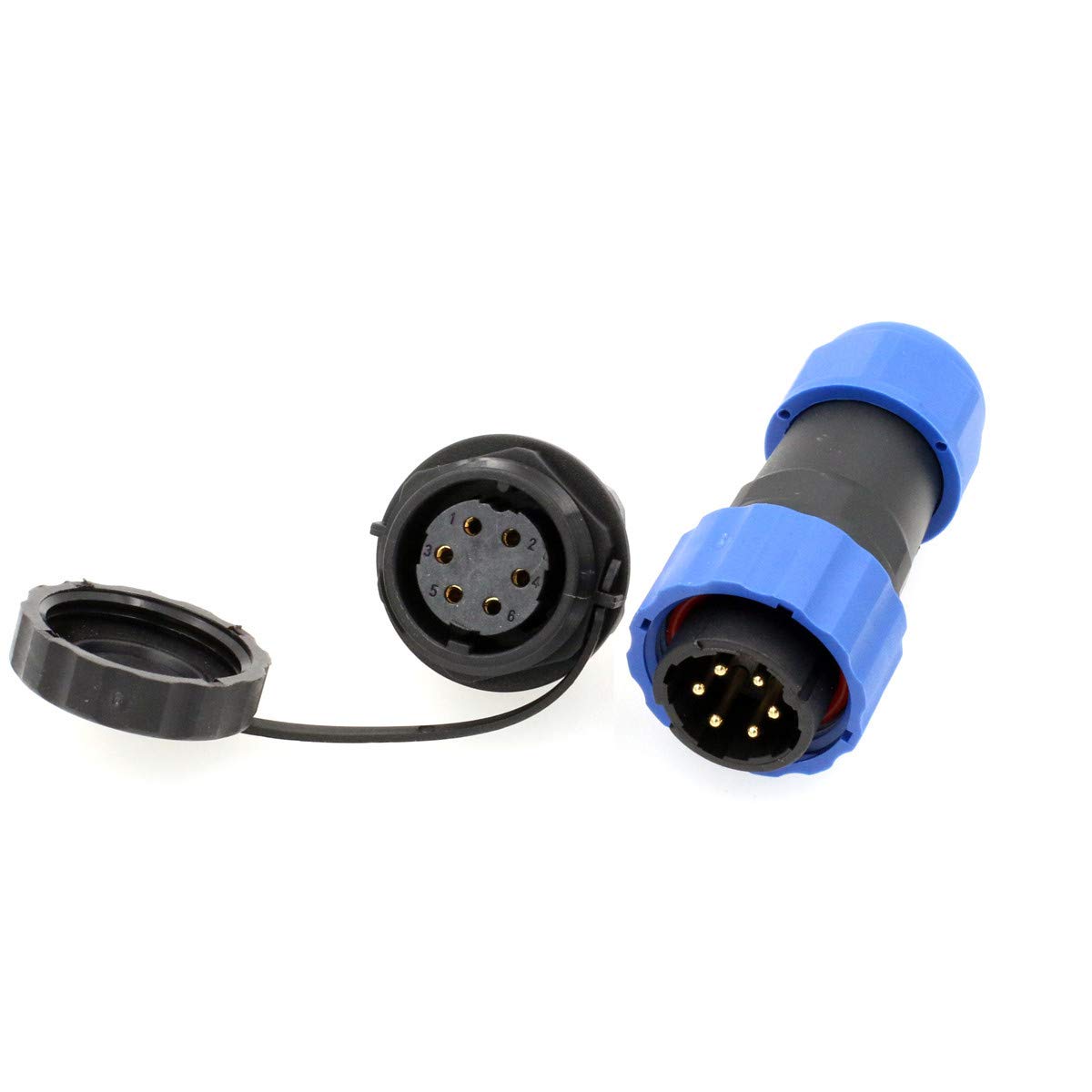 HangTon SD20 Waterproof Aviation Circular Plastic Connector for Outdoor Power System LED Lighting (6 pin, Male Plug and Female Panel Socket)