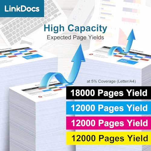 Image of LinkDocs 213Y W2130Y W2131Y W2132Y W2133Y Extra High Yield Toner Compatible with HP Enterprise 5700 MFP 5800 6700 6701 6701dn MFP 6800 6801 X55745 X57945 X654 X677 Printers (4 Pack)
