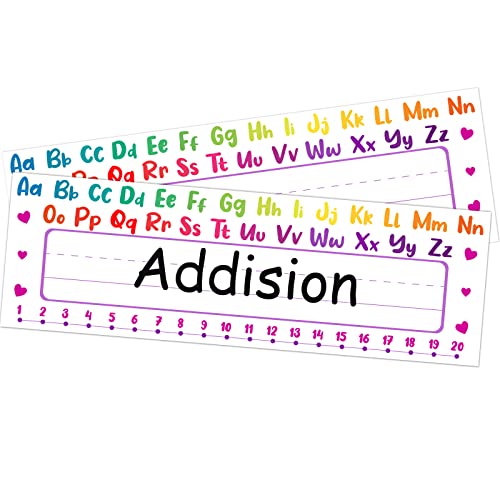 FLYAB Alphabet Desk Name Plates for School Classroom 36Pcs Name Plates for Student Desks Student Name Tags Stickers for Kindergarten Elementary Classroom Desks Back to School Teacher Supplies