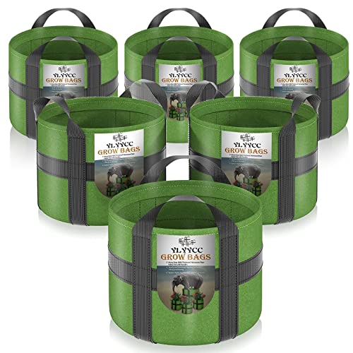 Ylyycc 6-Pack 5 Gallon Grow Bags Heavy Duty Thickened Nonwoven Plant Fabric Pots With Handles, Durable Portable Bags, Cylindrical #TOP4
