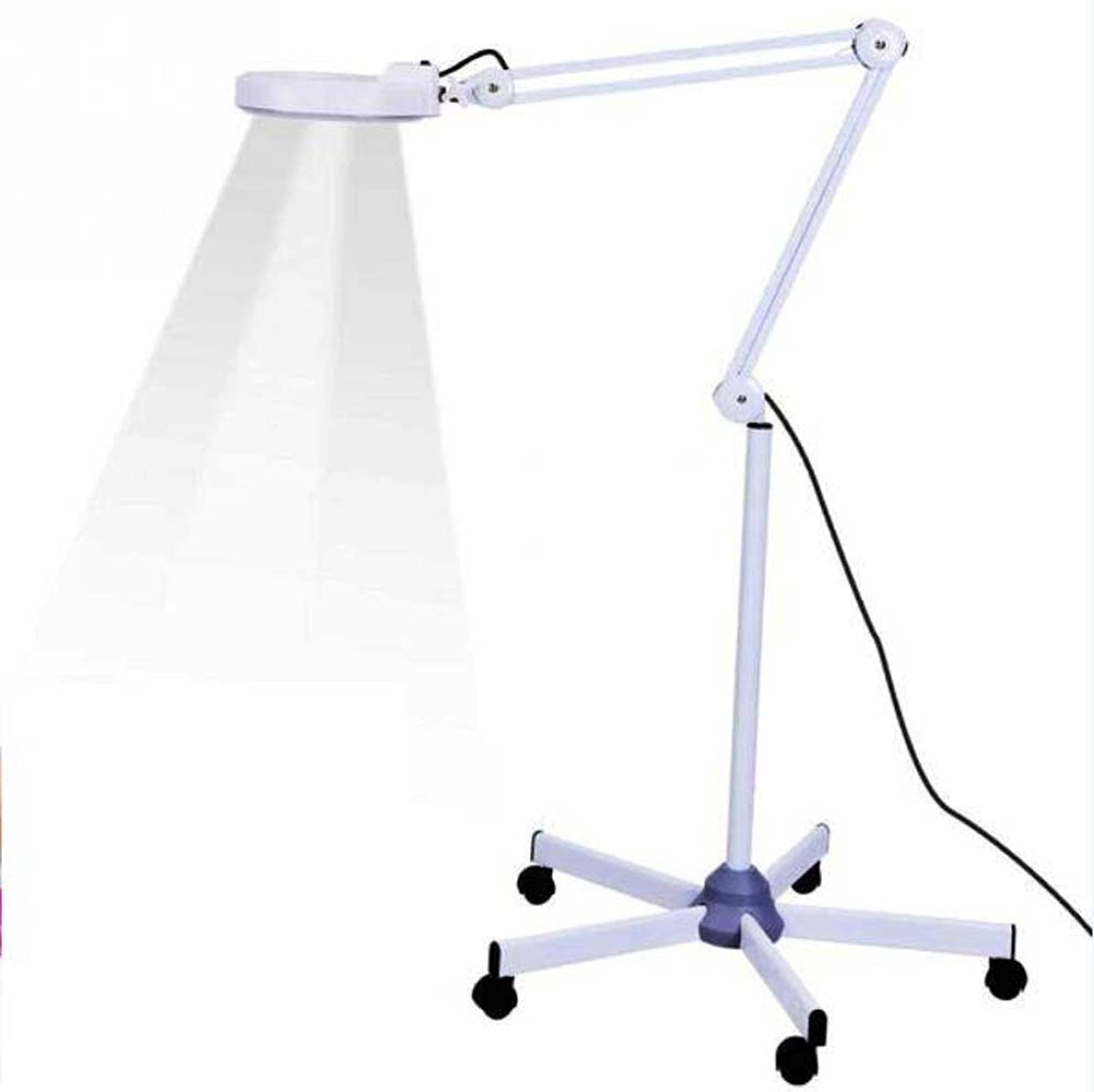 Aioneer Led Magnifying Floor Lamp Adjustable Swivel Arm 5X Magnifier Lamp Light For Skincare Beauty Cosmetic Makeup Manicure Tattoo Salon Spa With Rolling Floor Stand Magnifier