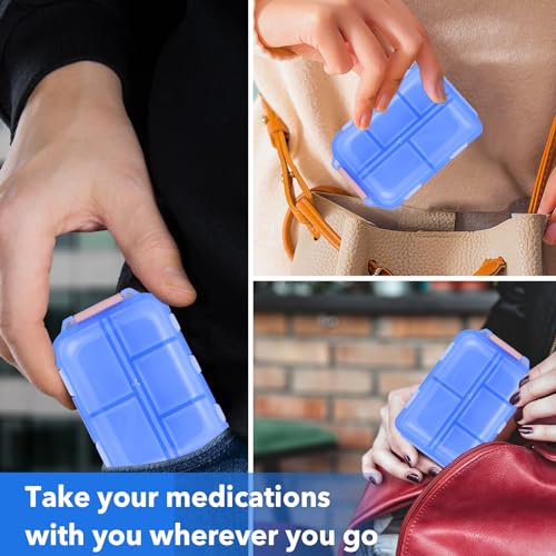 Image of Large Travel Pill Organizer with 189 Stickers, 10 Compartments Travel Medicine Organizer Travel Pill Box Pill Case for Purse Airplane Car Nurse Vacation Essentials (Blue, 1 Pack)