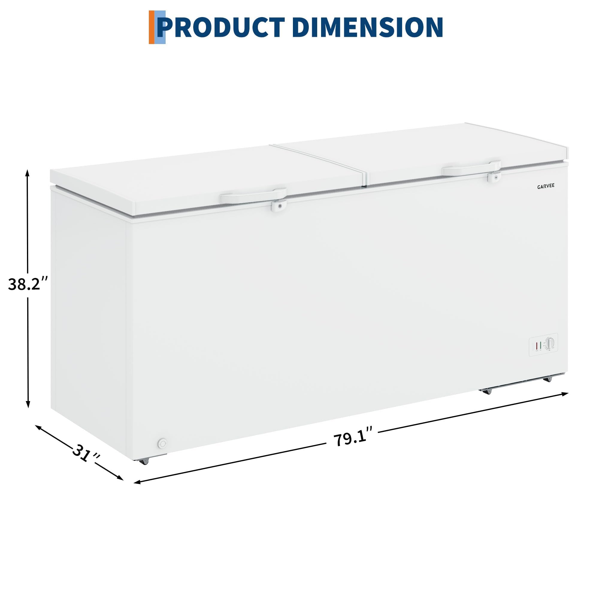 25 Cu. ft. Garage Ready White Convertible Chest/Deep Freezer with Adjustable Thermostat, Double Door Lid, 2 Removable Baskets, 6 Swivel Casters, Chest Freezer for Large Family Storage on Fridge.com