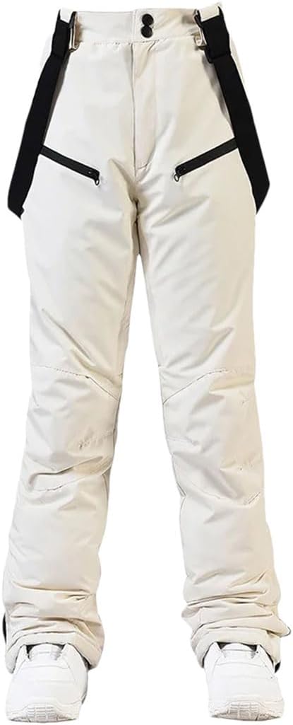 Men Women Ski Pants Windproof Winter Thicken Snow Pants Outdoor Sports Snowboarding Breathable Strap Trousers