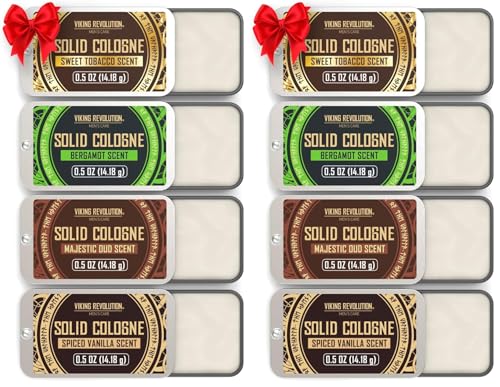 Image of Viking Revolution 8 Pack Mens Colognes - 0.5 Oz Solid Perfume with Spiced Vanilla, Sweet Tobacco, Majestic Oud, Bergamot - Travel Wax Balm Cologne