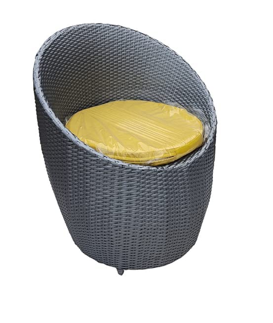 Image of Artic Fashion Apple Chairs Table Set 4+1 Wicker Patio Furniture Sets 4 Chair and 1 Table with Cushions for Garden Balcony Bedroom Powder Coated Frame Uv Protected Wicker (Grey+Yellow)