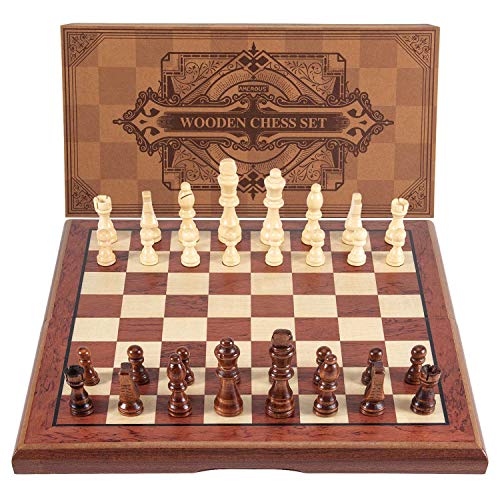AMEROUS Juego de Ajedrez Magnético de Madera 15'' Plegable miniatura 4
