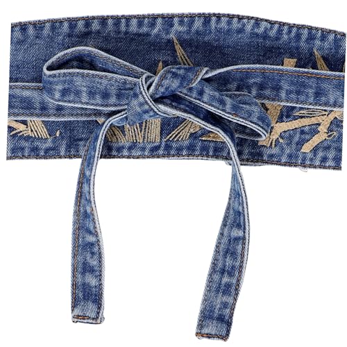 Beaupretty Retro Wide Denim Waistband for Women Embroidered Corset Cinch Belt Stylish Tie Waist Belt for Dresses and Jeans Comfortable Classic Fashion Accessory3