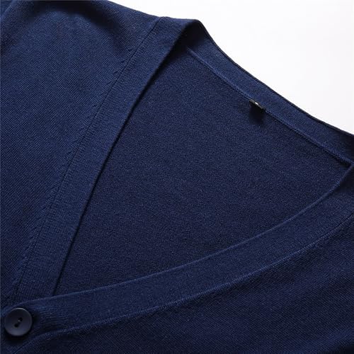Mens Casual Comfortable Fit Sweaters V-Shaped Collar Soft Knitwear Button Threaded Elastic Cuffs Cardigan4