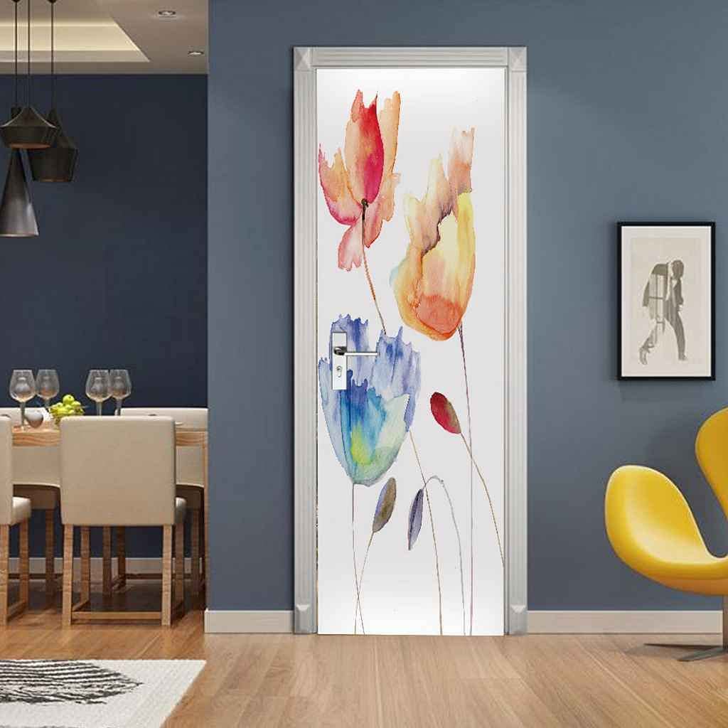 Adesivo Murale 3D Fiore Bianco Per Porte - 80x210cm, PVC Autoadesivo - Foto 3