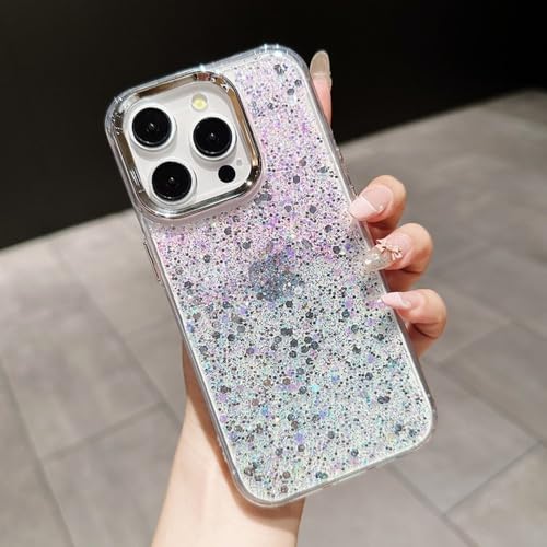 Coque à paillettes iPhone 13 Pro dégradé violet bleu pour illuminer vos soirées