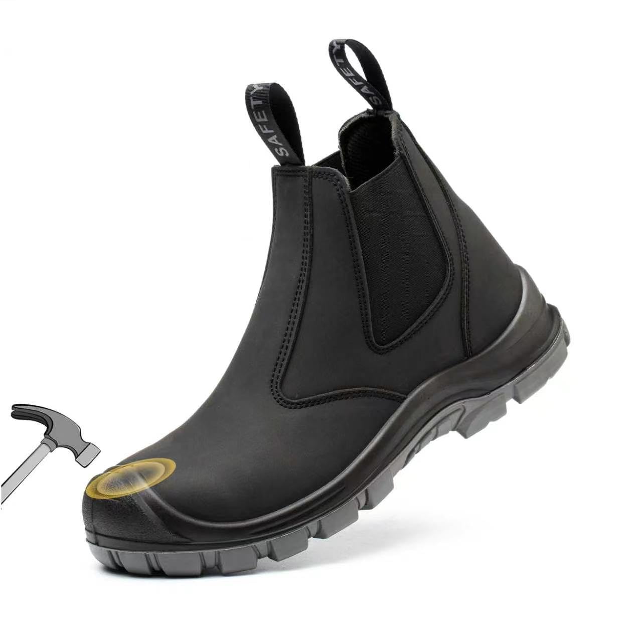 TAERDUN Steel Toe Work Boots for Men Slip-on Chelsea Boot, 6" Safety Shoes