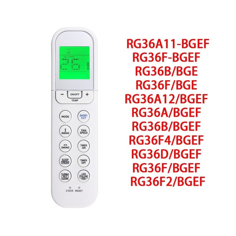 1 Unidad RG36A11-BGEF / RG36B/BGE RG36F/BGE RG36A12/BGEF RG36A/BGEF RG36B/BGEF Control Remoto Compatible con Aire Acondicionado Midea