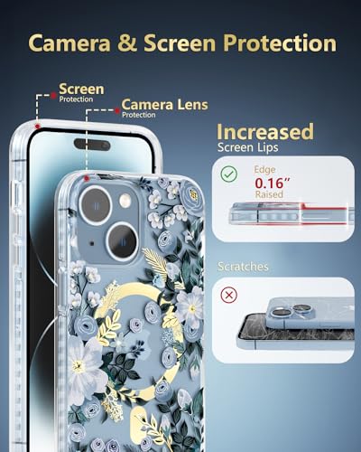 Coque iPhone 15 fleur bleue compatible MagSafe de SCORPIFY - 7