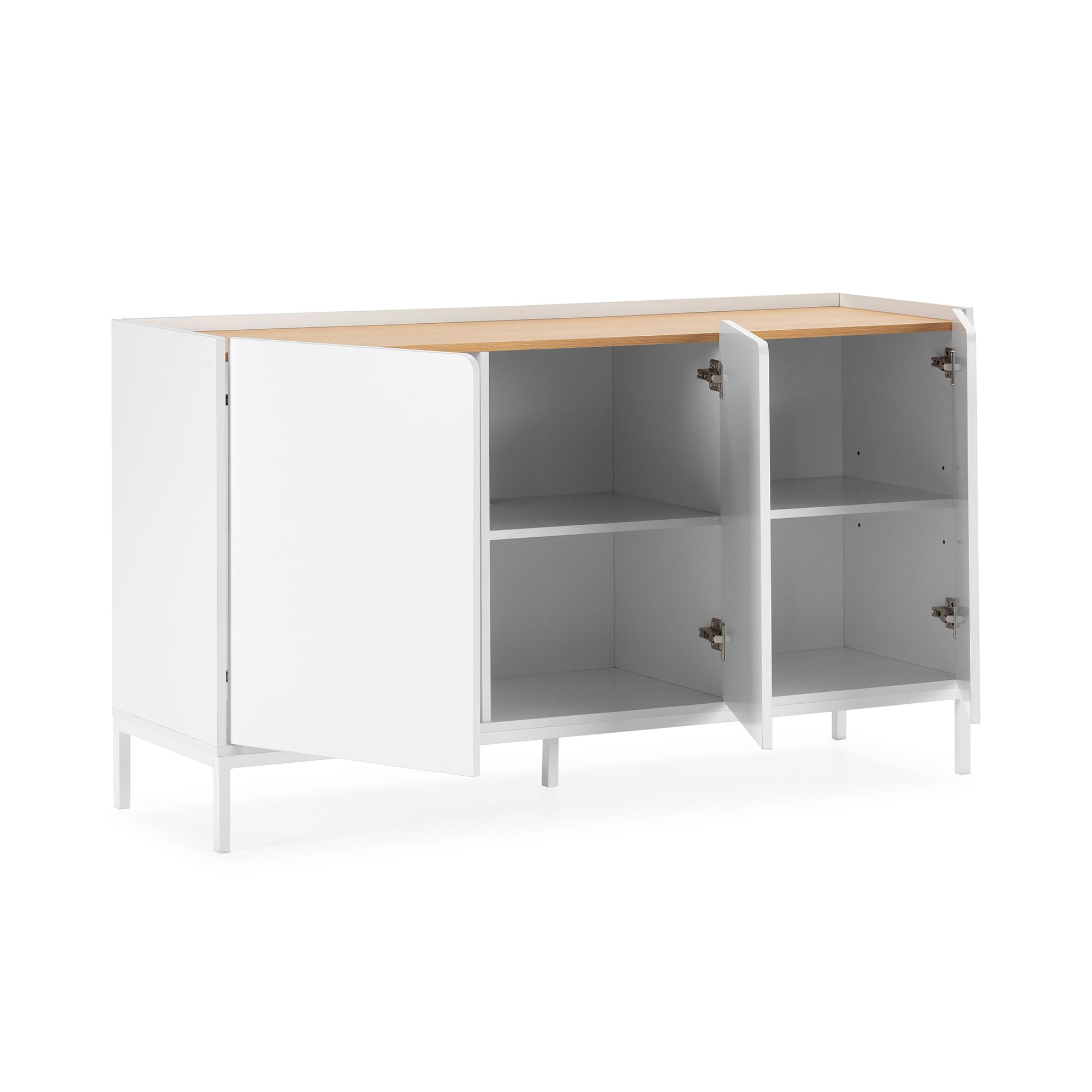 HOMN LIVING Aparador Curva 3 Puertas Color Blanco, 140 cm (Ancho) 40 cm (Profundo) 80 cm (Altura)