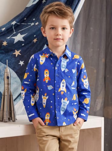 Image of Boys Hawaiian Button Down Shirt, Pure Combed Cotton Short Sleeve Size 3-15Y | Pure Combed Cotton, Smooth 60s yarn, Tagless Label, Pilling-Resistant, Shrink-Resistant, Fade-Resistant, Machine Washable
