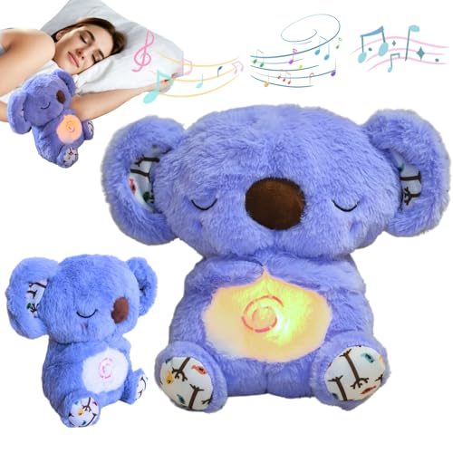 JULI Anxiety Relief Koala Breathing Stitch Breathing Teddy Anxiety Bear with Calming Music Lights Sleeping Otter Plush Soothing Koala for Adults & Kids Stress Relief Stuffed Animal